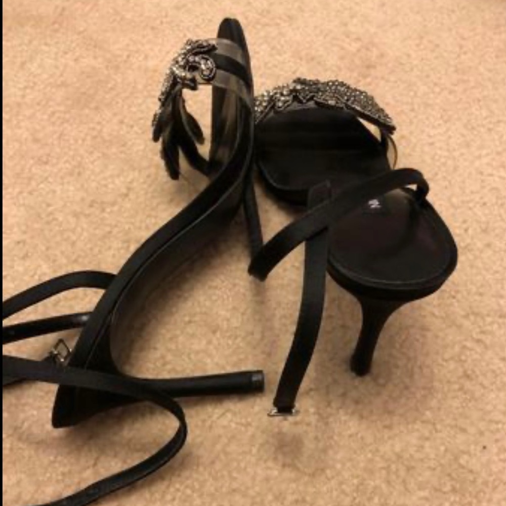 Nine West Jamilelee Black Satin Sandals for cheap!